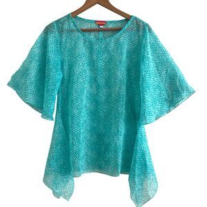 Y2K Asymmetric Bell Sleeve Sheer Top S Fairy Grunge Ethereal Coastal Festival